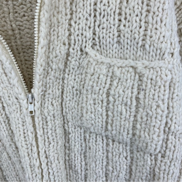 Otavalo Native American Sz Medium Beige Zip Sweater Chunky Cozy Wool Sweater - Picture 3 of 6